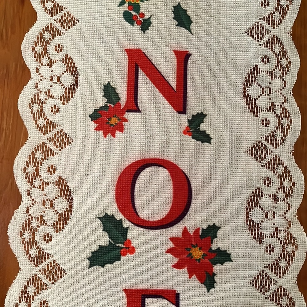 Christmas wall hanging, NOEL, cloth with lace on sides, 2002 - Picture 3 of 5